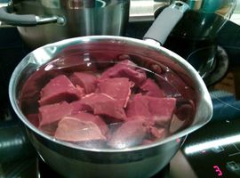 How long to cook beef heart slices?